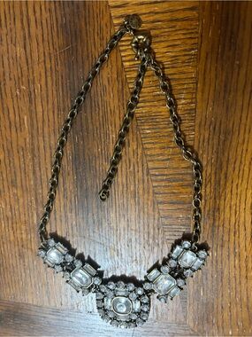 J. Crew Statement Crystal Bib Necklace in Antique Gold